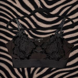 Blashe Black Floral Appliqué Bralette Crop Top Size L